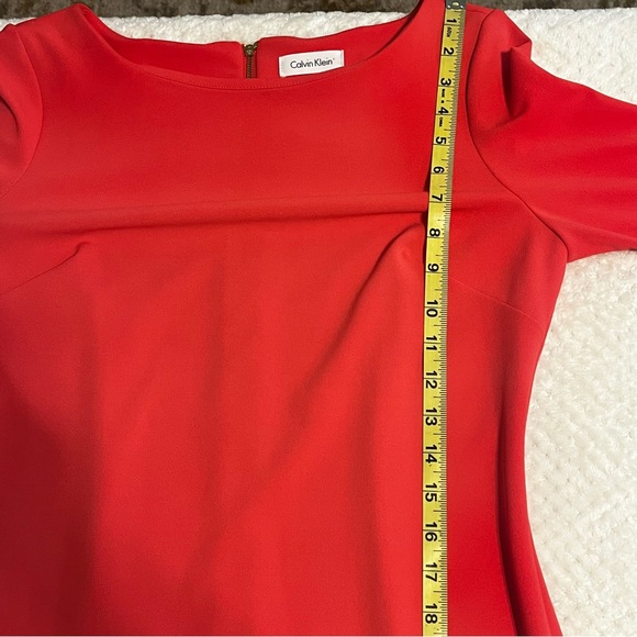 Calvin Klein Bell Sleeve Dress Pink Red Cocktail No Size Tag Fits Medium/Large - Picture 10 of 16